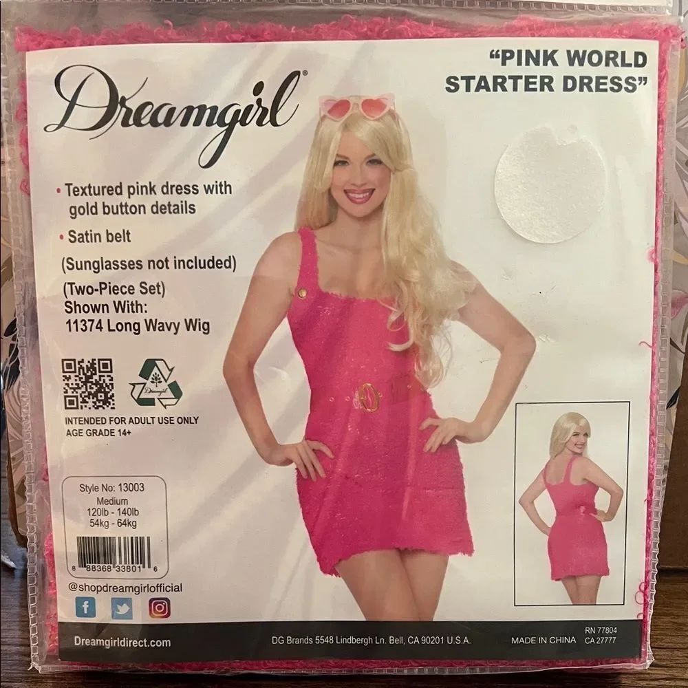 Dreamgirl Hot Pink Chemise with Gold Accents